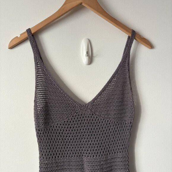 Aritzia Wilfred Evie Crochet Knit Midi Dress Purple Grey Size XS - Picture 5 of 8